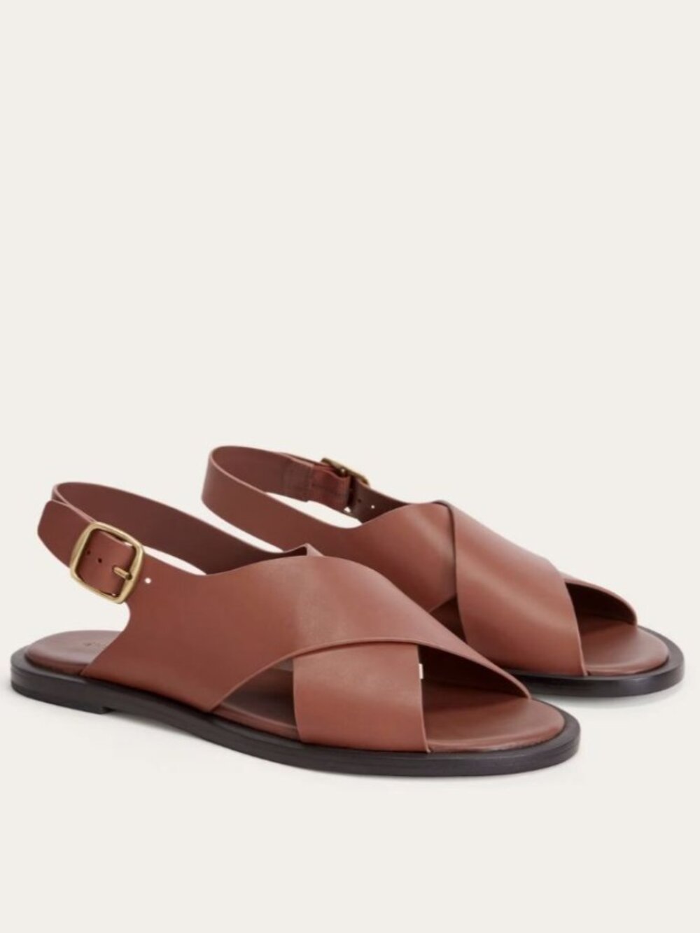 Everlane The City Crossover Sandals in Rum 6 New with box Womens Brown Leather F